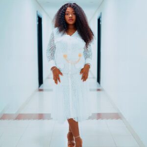 premium quality lace dress with belt