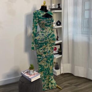 women chest open long dress